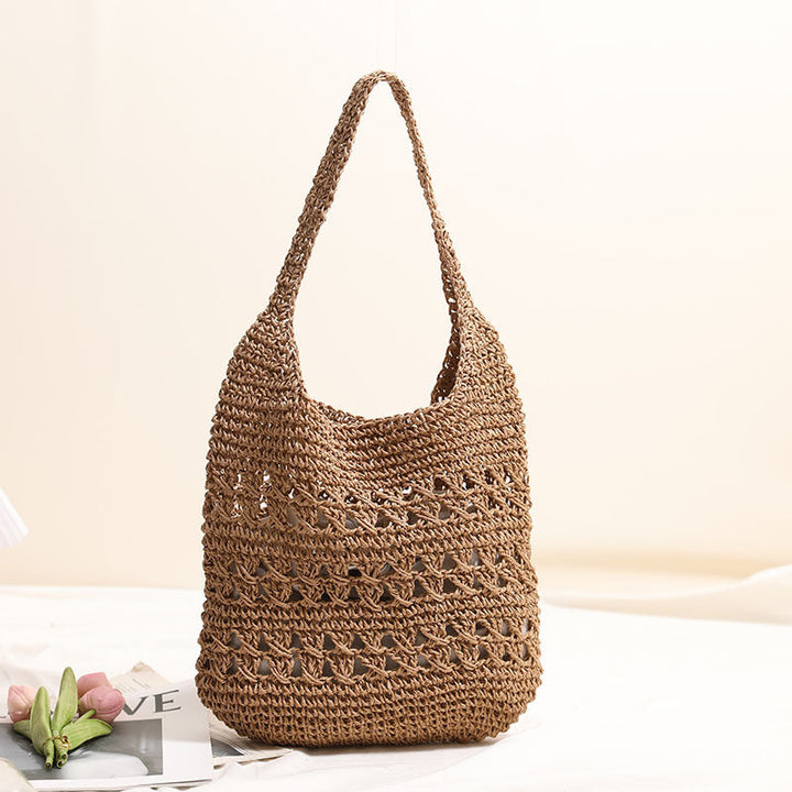 Crocheted shoulder bag with decorative hole pattern Kalsten