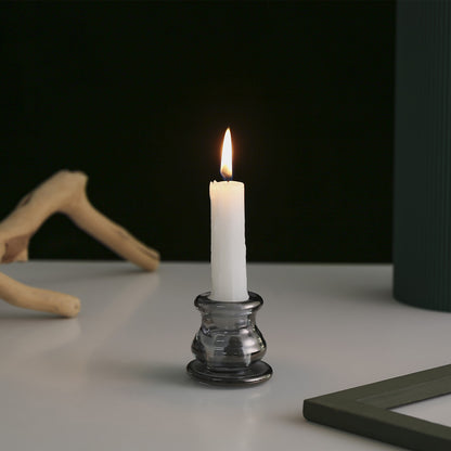 Handblown Smoky Glass Taper and Short Pillar Candle Holder Acalora