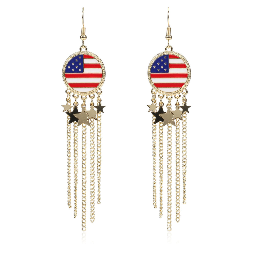 Women’s dangling earrings with enameled medallion and pearl fringes Kalsten