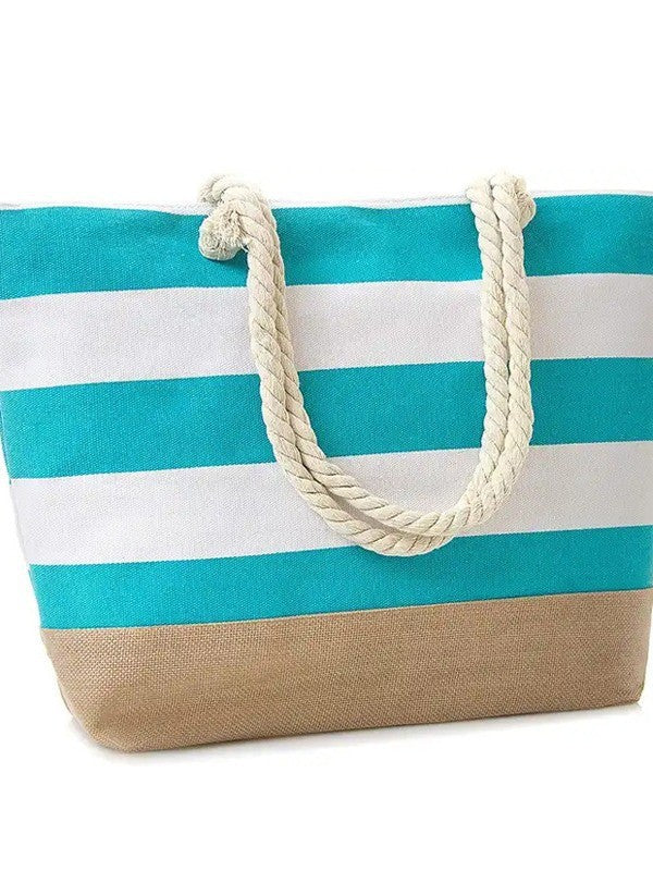 Beach bag with maritime stripes and sturdy rope handles Kalsten
