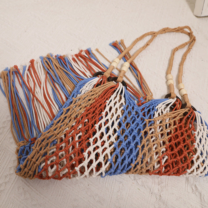 Braided tote bag with colorful fringes Kalsten