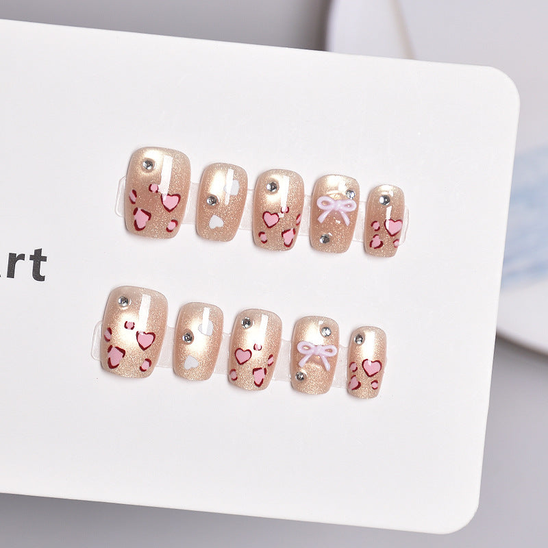 Glamorous Heart-Themed Press-On Nail Set Kalsten