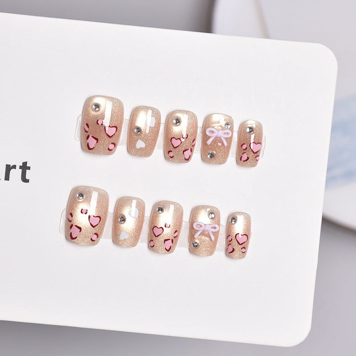 Glamorous Heart-Themed Press-On Nail Set Kalsten