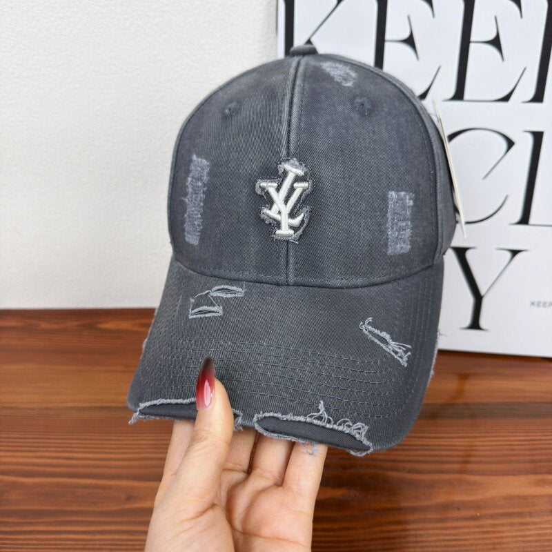 Men's Distressed Denim Adjustable Baseball Cap Kalsten