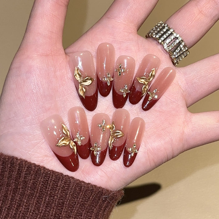Artificial nails with luxurious flower and glitter elements Kalsten