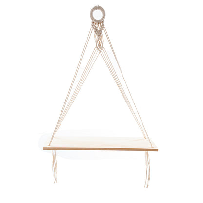 Macramé Floating Shelf with Natural Wooden Accents Acalora