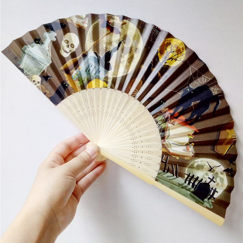 Women's Halloween costume fan with unique lettering Kalsten
