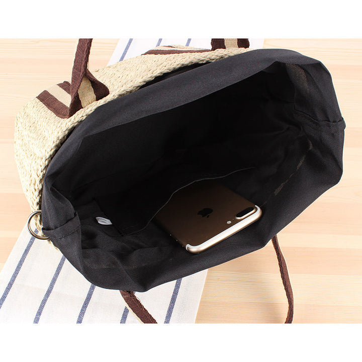 Handbag Made of Braided Natural Material with Removable Leather Strap Kalsten