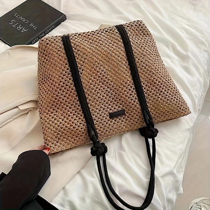 Spacious straw shopping bag with sturdy carry handles Kalsten