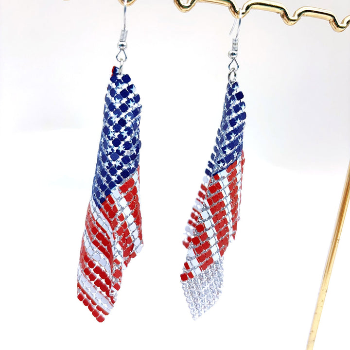 Women's nan long patriotic mesh tassel dangle earrings Kalsten