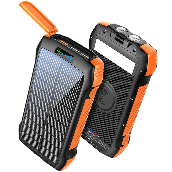 Solar-powered power bank with wireless charging function and LED flashlight Kalsten
