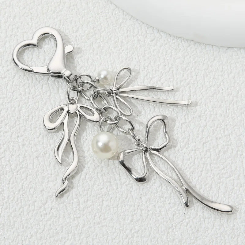 Decorative Heart and Bow Charm Keychain Kalsten