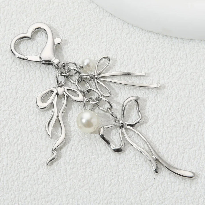 Decorative Heart and Bow Charm Keychain Kalsten