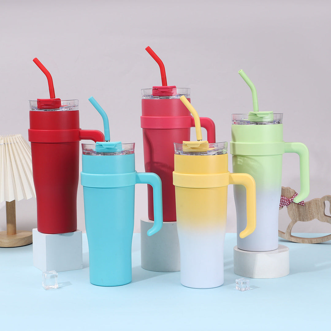 Women Insulated Mug with Plastic Handle and Integrated Straw Kalsten