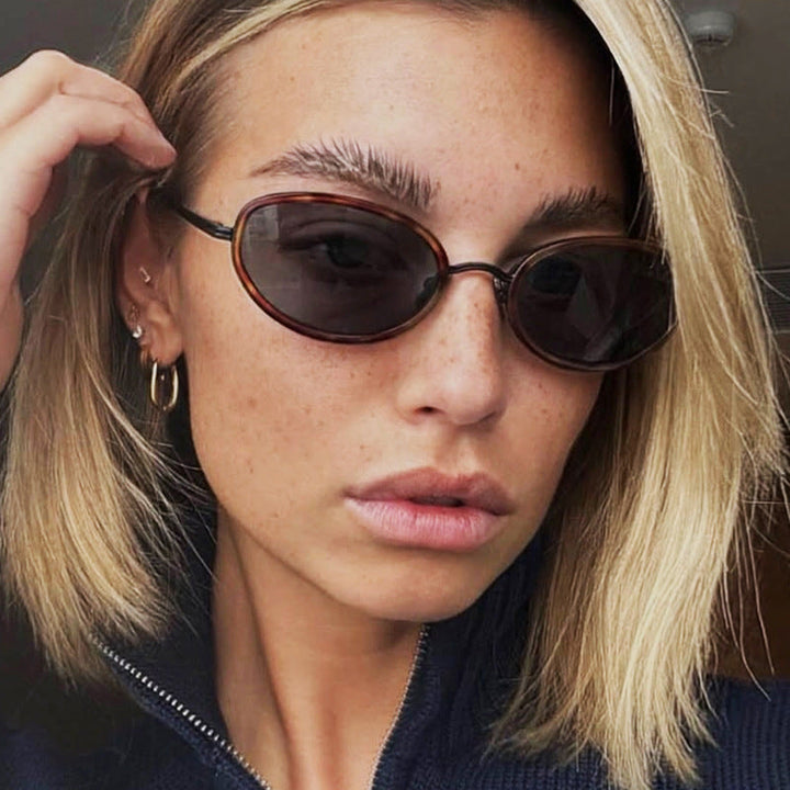 Ladies elegant round sunglasses with stylish metal frame Kalsten