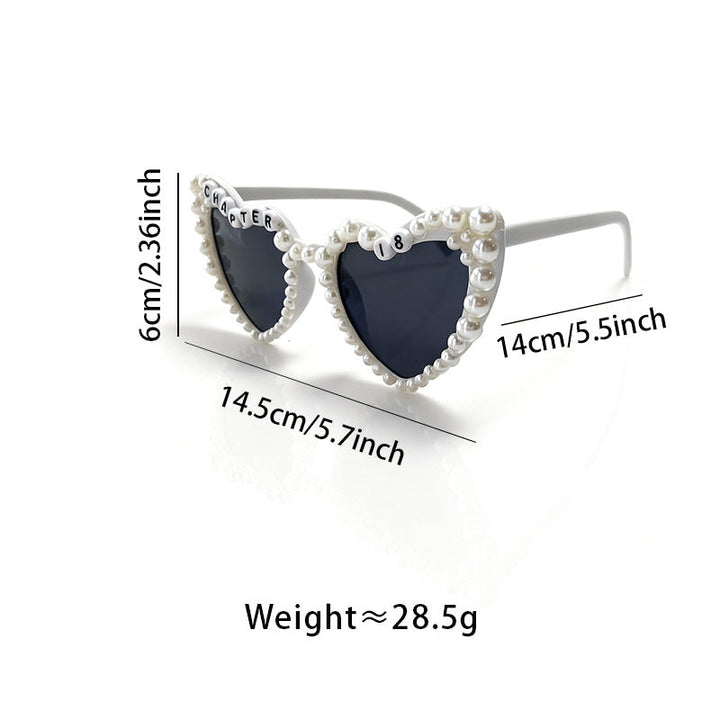 Pearl-Accented Heart-Shaped Sunglasses Kalsten