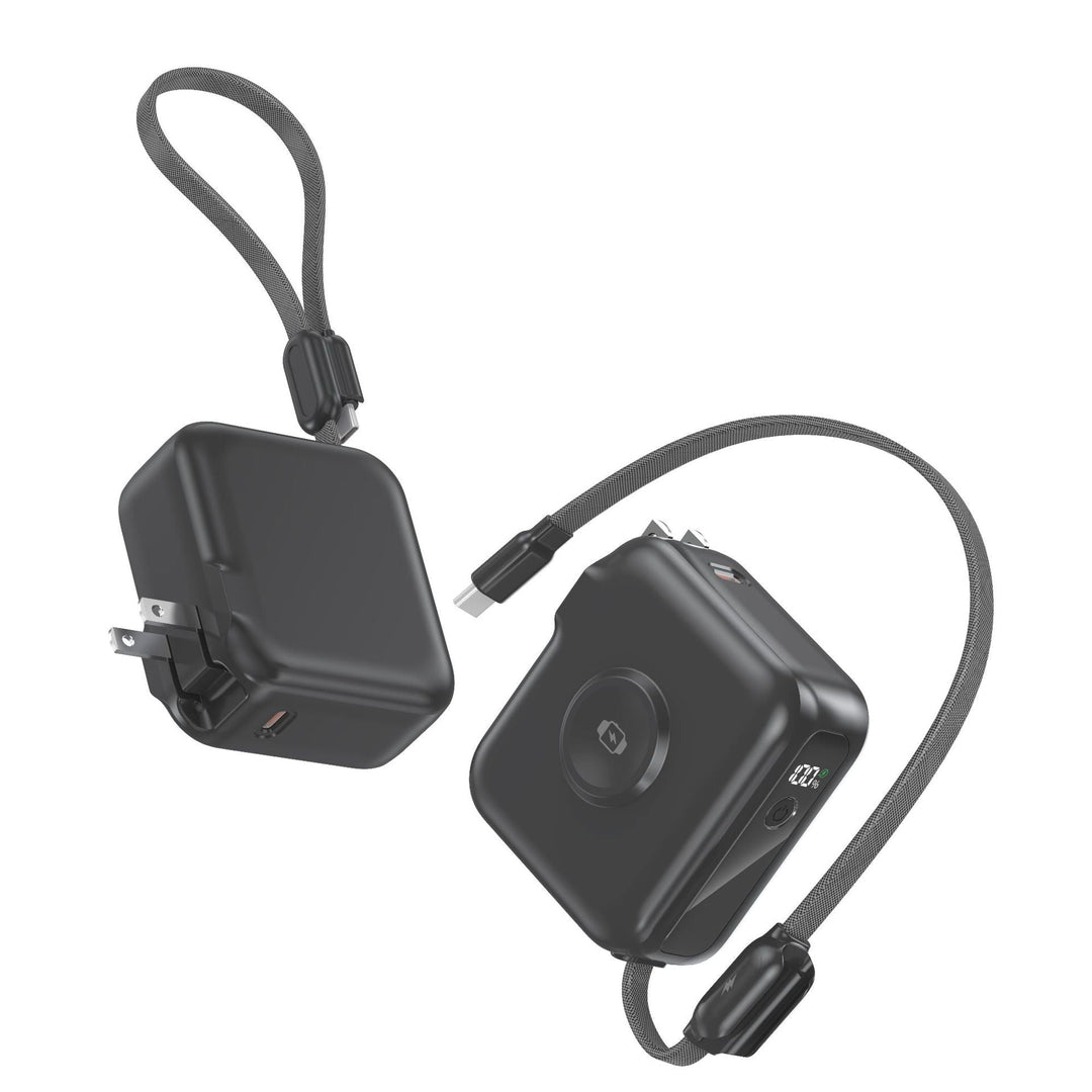 Compact charger with integrated USB-C cable and digital display Kalsten