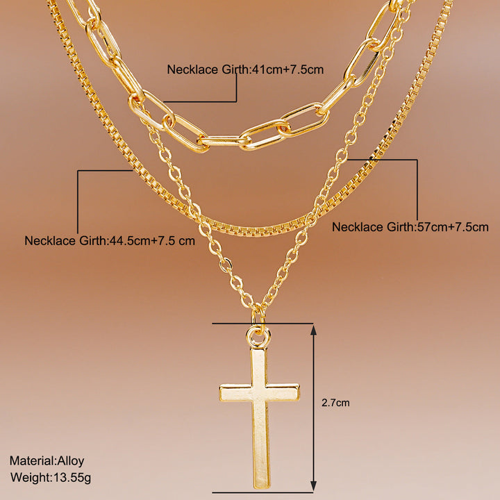 Multi-Layered Cross Pendant Necklace Kalsten