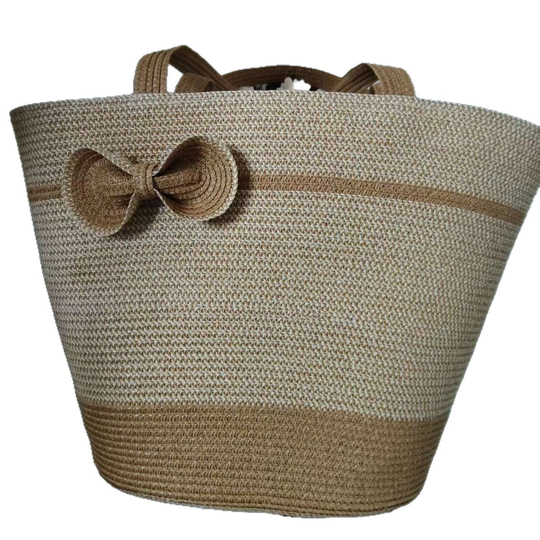 Elegant straw bag with decorative bow closure Kalsten