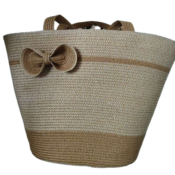 Elegant straw bag with decorative bow closure Kalsten