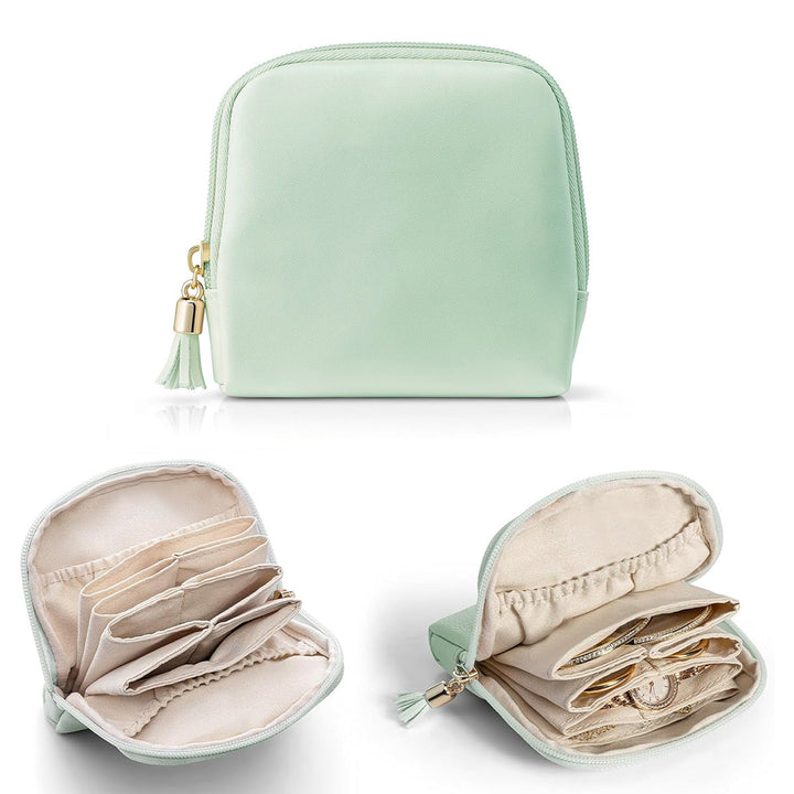Cosmetic organizer with structured interior and elegant tassel Kalsten