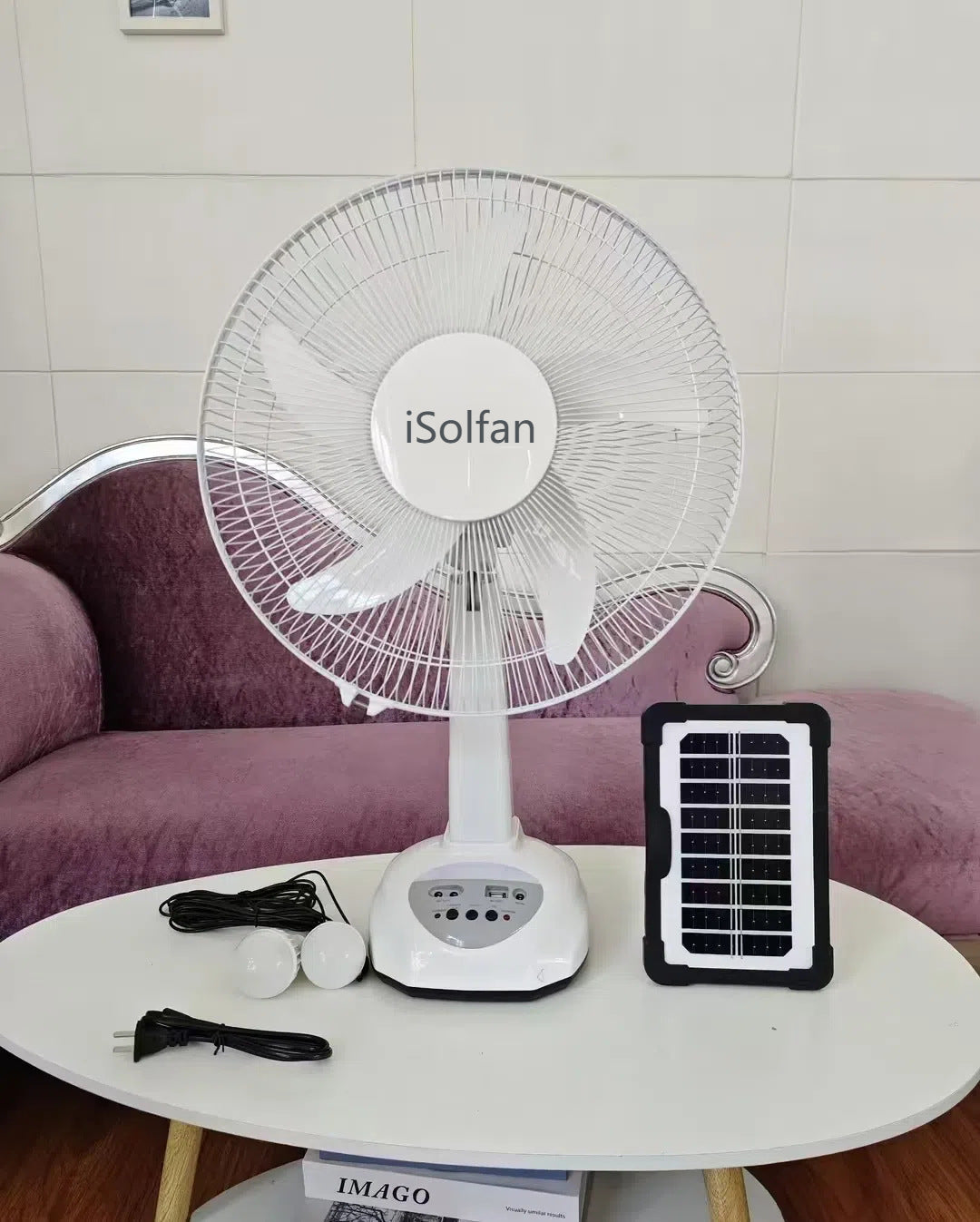 Women portable solar fan with integrated LED light and remote control Kalsten