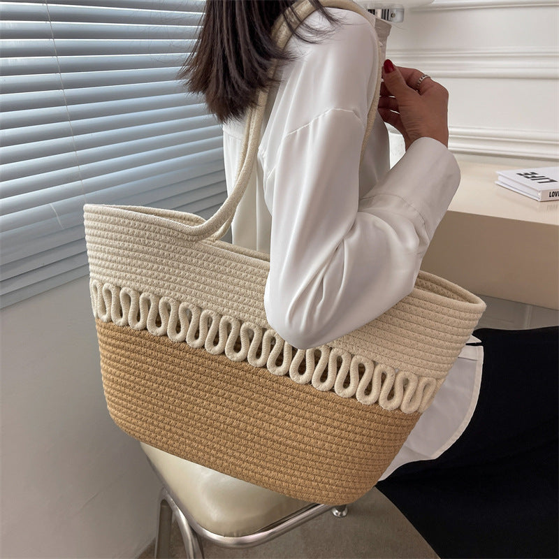 Elegant Handcrafted Beach Bag with Fine Braided Pattern Kalsten