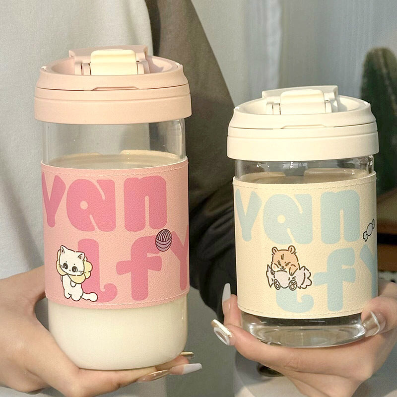 Ladies Insulated Drinking Cup with secure flip closure and cute cat design Kalsten