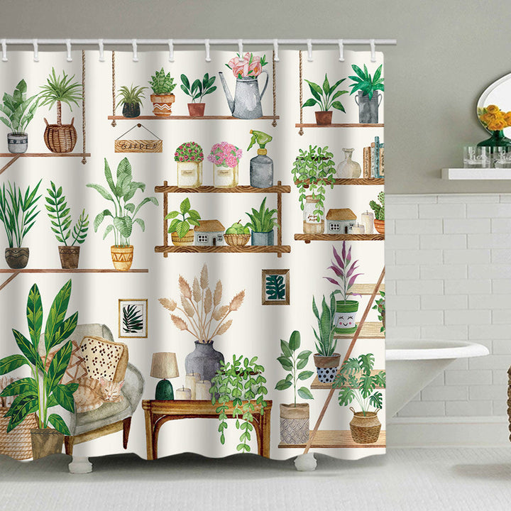 Cactus Garden-Themed Shower Curtain Kalsten