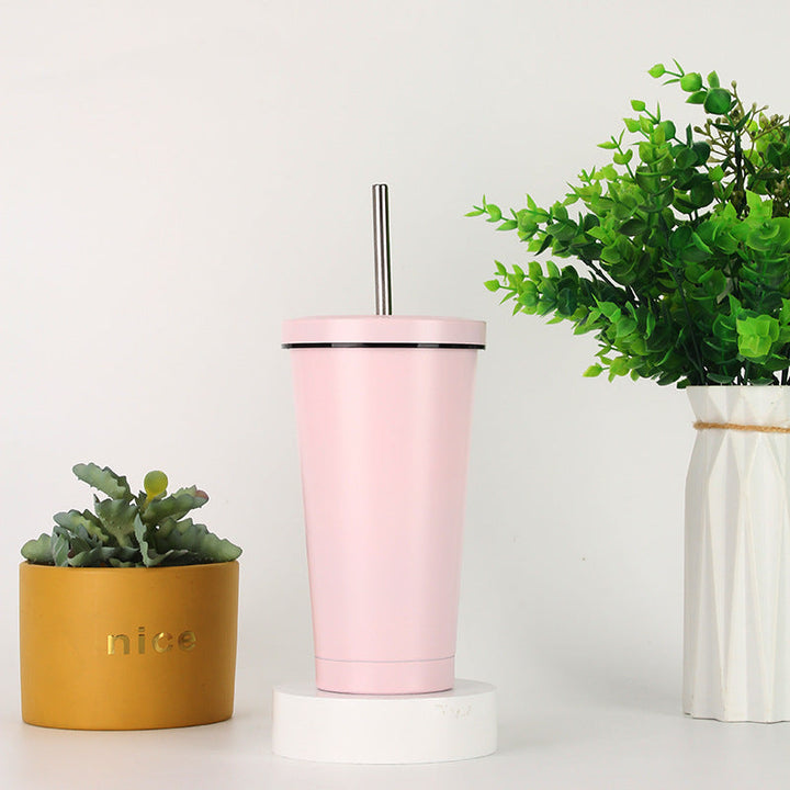 Women's stainless steel drinking cup with straw Kalsten
