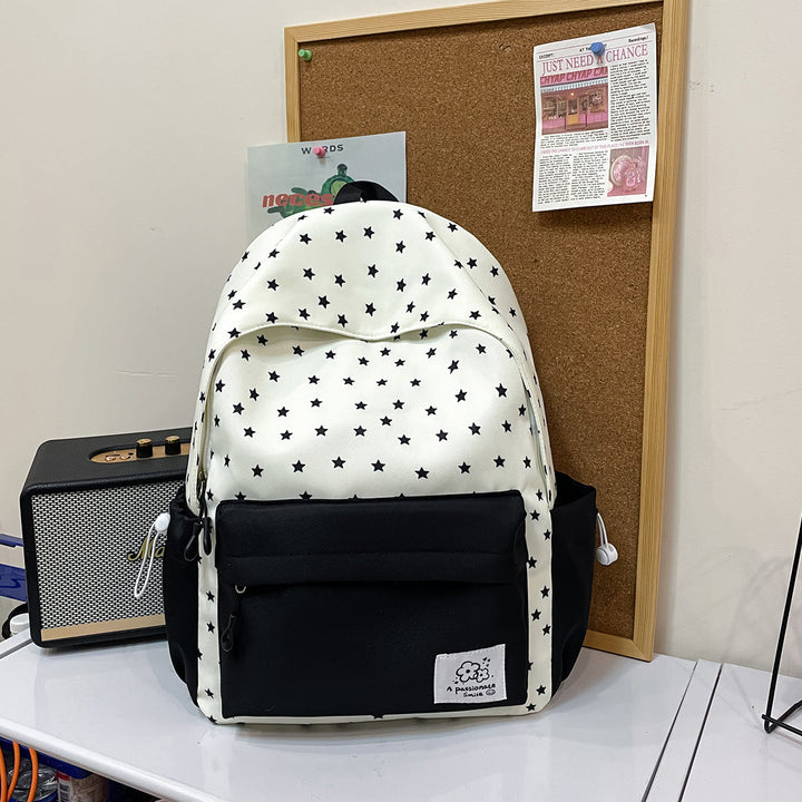 Lightweight Star-Patterned School Backpack