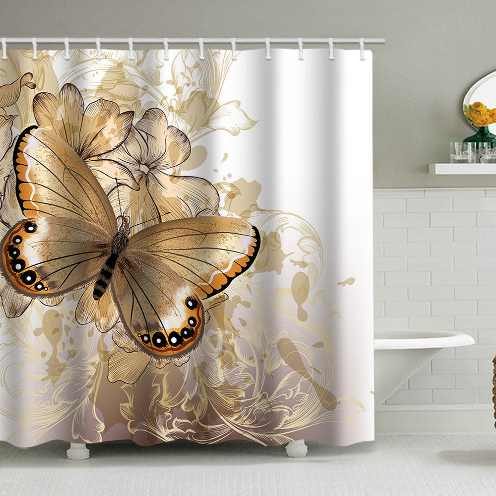 Butterfly-Inspired Floral Shower Curtain Kalsten