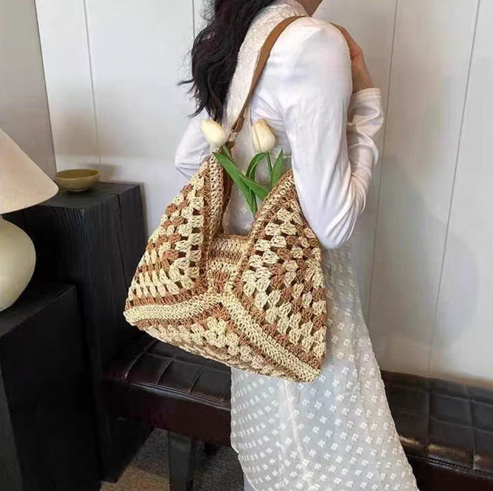 Handbag with Artistic Macrame Design and Flexible Carrying Comfort Kalsten