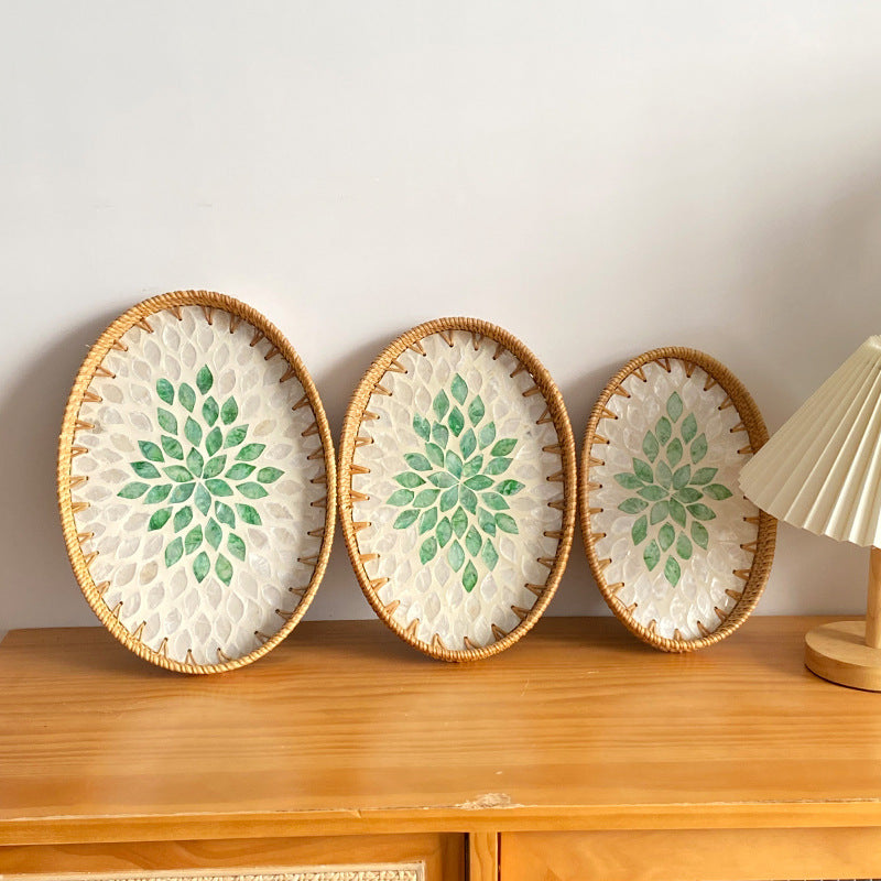 Ladies Elegant Serving Plate Set made of handwoven natural material Kalsten