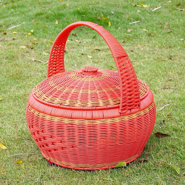Women Rattan Storage Basket with Lid Kalsten
