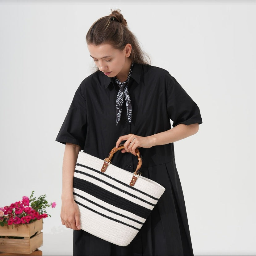 Large beach bag with bamboo handles Kalsten