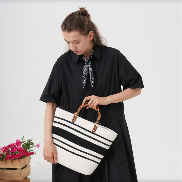 Large beach bag with bamboo handles Kalsten
