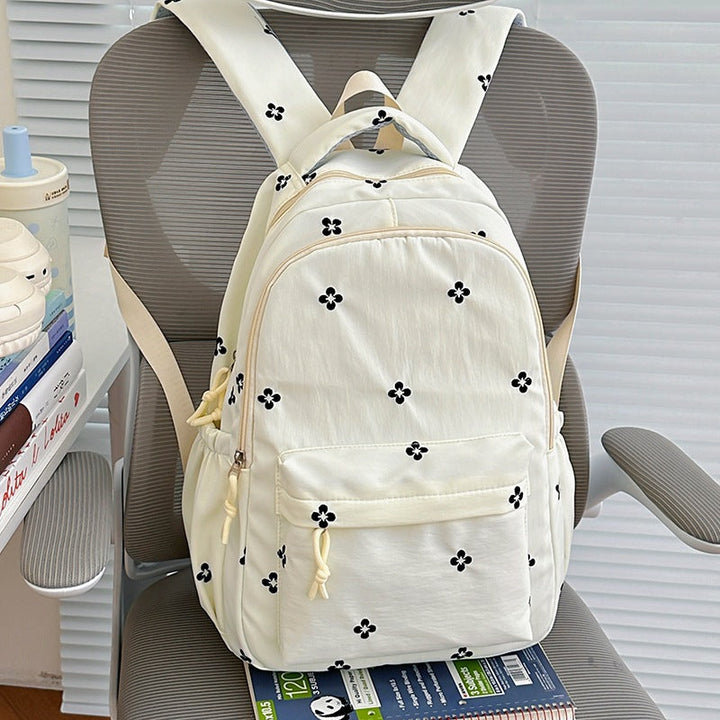 Floral-Embellished Lightweight School Backpack