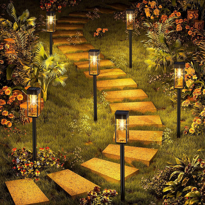 Outdoor Waterproof Vintage Glass Post Lantern With LED Filament Bulb And Ground Stake Kalsten