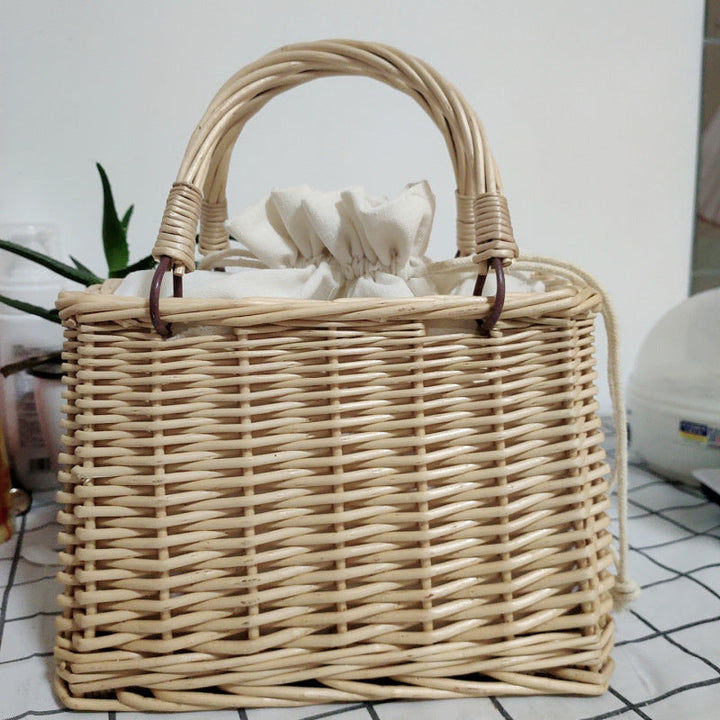 Women's handbag made of braided material with cotton drawstring closure Kalsten