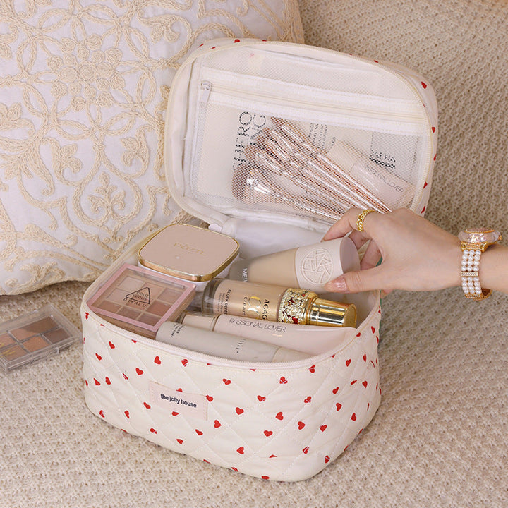 Cosmetic Storage Bag with Padded Design and Cute Heart Motif Kalsten