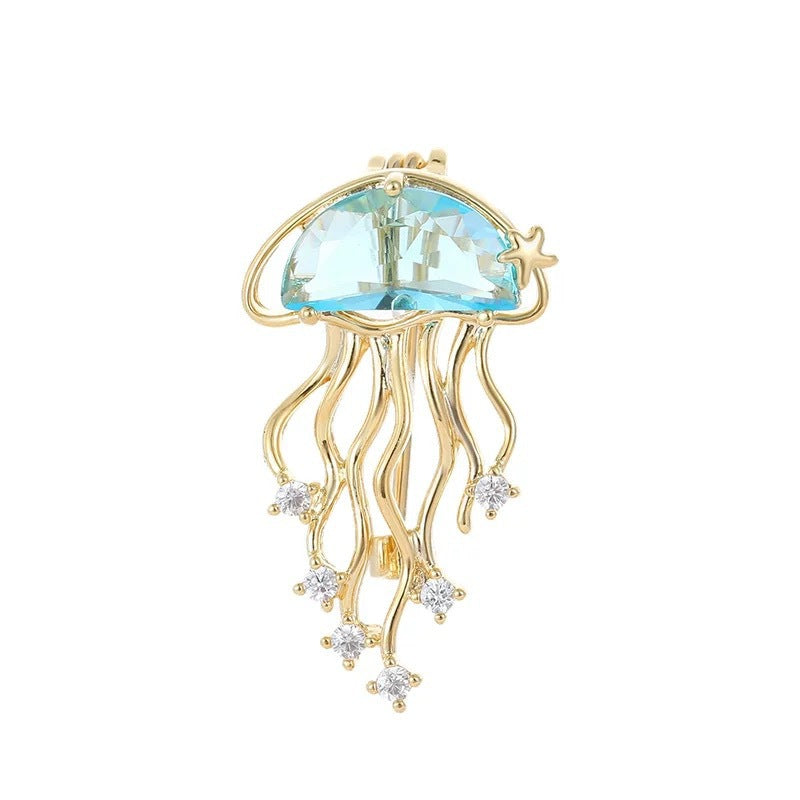 Elegant jellyfish brooch with sparkling crystals Kalsten