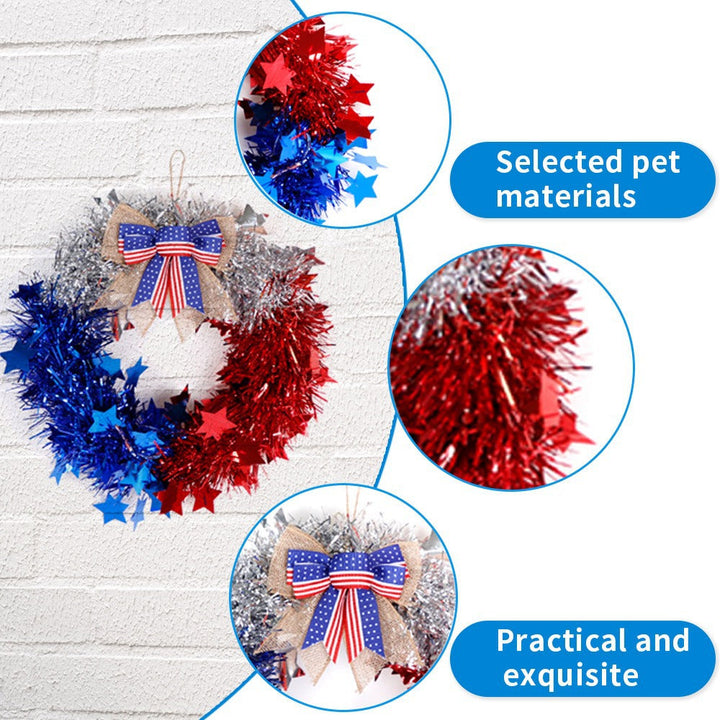 Unisex nan festive tinsel-glitter wreath with star appliqué and jute ribbon bow Kalsten