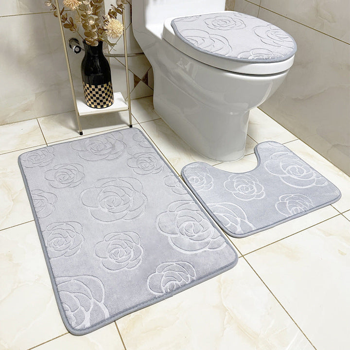 Rose Pattern Bath Mat Set Kalsten