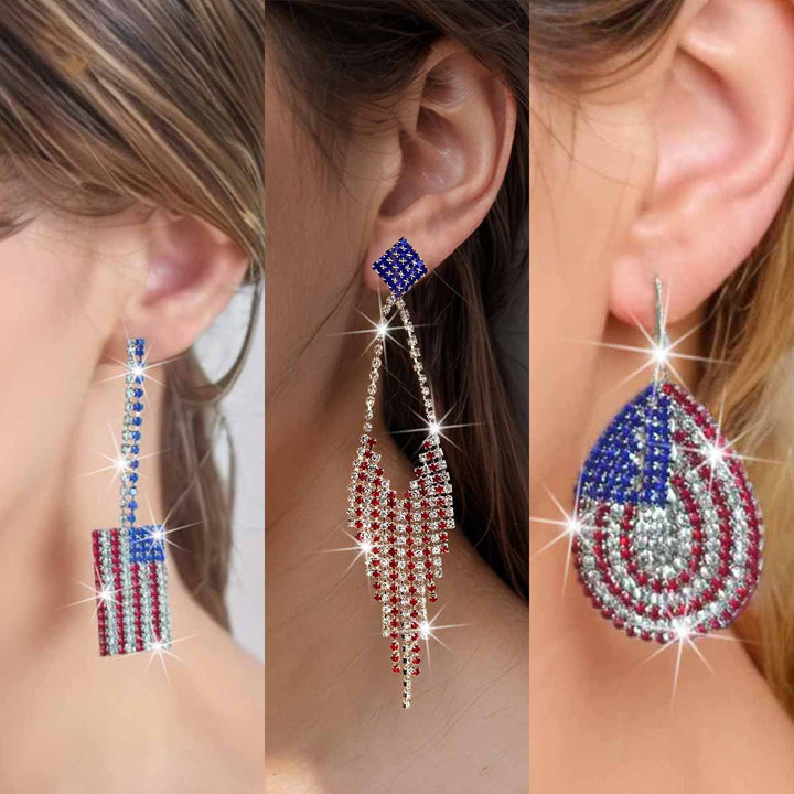 Ladies long sparkling crystal tassel earrings with geometric stud closure Kalsten