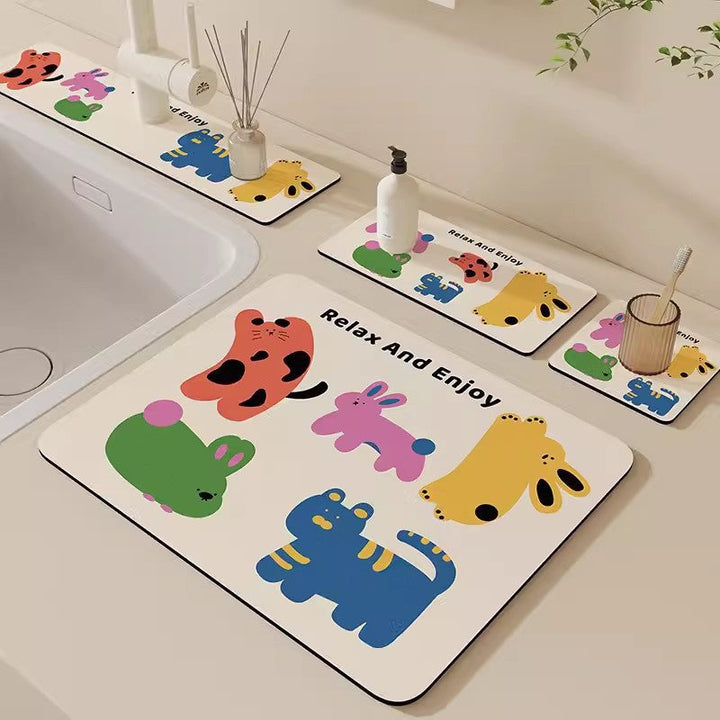 Cartoon Bear-Themed Bath Mat