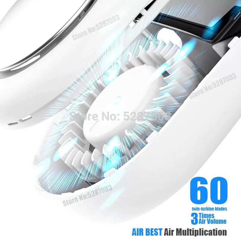 Women One Size Portable Leafless Rechargeable Hands-Free Neck Fan with Whisper-Quiet Brushless Motors and Adjustable Airflow Kalsten