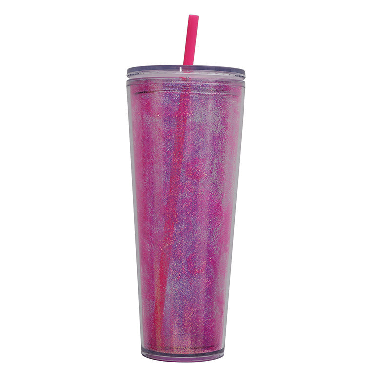 Ladies Glittering Drinking Bottle with Straw Kalsten