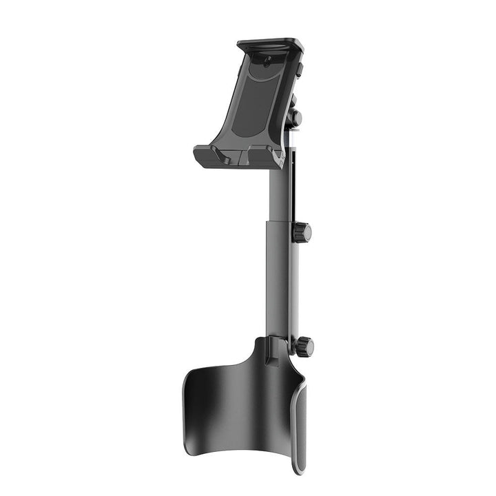 Adjustable car headrest tablet and smartphone holder with telescopic support arm and anti slip cradle Kalsten