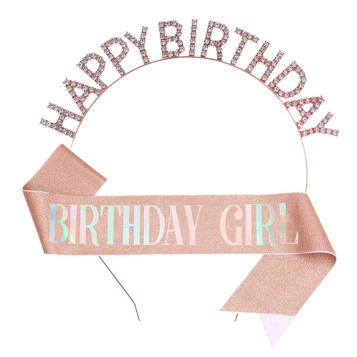 Ladies Glitter Headband with "Happy Birthday" Inscription Kalsten